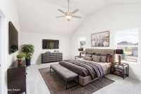 Primary Suite with Vaulted Ceilings | Virtually Staged