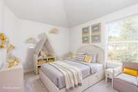 Bedroom #4 with Vaulted Ceilings | Virtually Staged