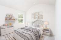 Bedroom #3 with Vaulted Ceilings | Virtually Staged