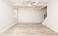 Another angle of the Living Room with Coffered Ceilings