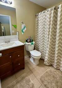Full bathroom hallway upper level