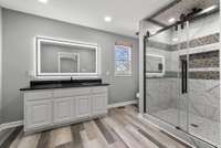 Mater Bath has all new Lighting, Large Tile Shower