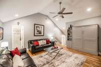 This is a PERFECT teen suite, guest space, or secret man cave! Murphy bed allows for multi use!