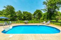 The pool has an exceptionally serene view of the back yard. New pool liner, 2 years ago.