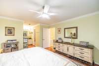 Off to left in the upstairs owners suite is the full bath & walk-in closet.