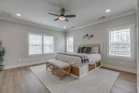 The spacious owner's suite is on the main level.