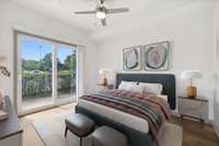 Don't you love the private balcony off the bedroom?  Again, natural light pours through. It's roomy enough to accommodate your choice of furniture.