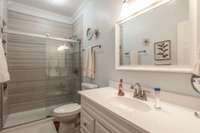 Primary bathroom has been fully remodeled with a gorgeous walk-in shower!