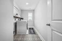 Perfect size laundry room with custom shelving