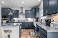 Gas stove top and window above your farmhouse sink