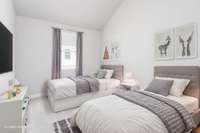 Bedroom #2 with Vaulted Ceilings | Virtually Staged