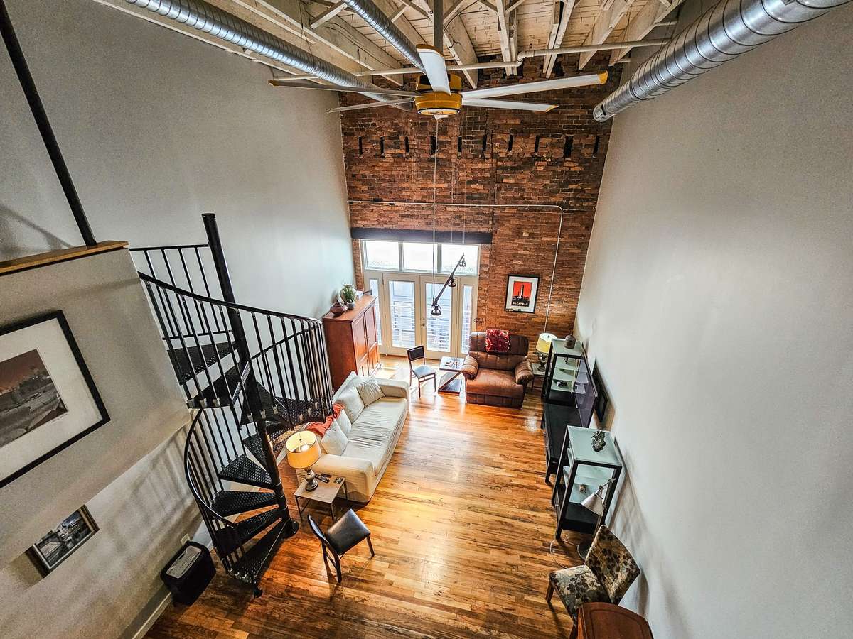 View from the loft looking downstairs.