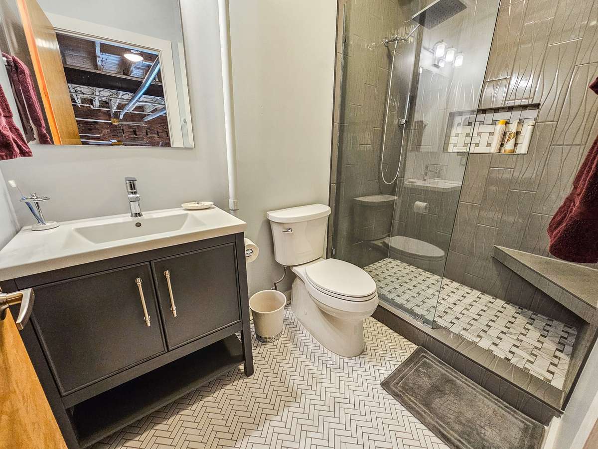 Beautifully remodeled master bath.