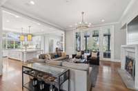 The open concept floorplan brings opportunity for gathering throughout the kitchen and living area.
