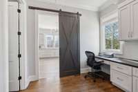 Two office spaces available, a smaller space off the kitchen and a larger office space in the laundry room.