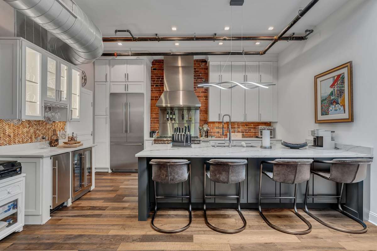 Gourmet kitchen with wine bar...