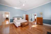 One of two primary suites on the main floor with ensuite bathroom and walk-in closet.  This one also has a fireplace!