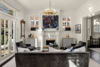 Gas log fireplace with original mantle