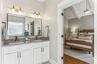 Renovated primary bath with double vanities