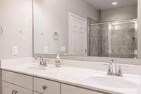 Double vanities in primary suite....