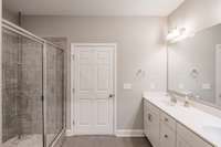 Primary bath w/ tile floors...