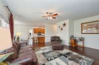 Kitchen is open to den and steps away to huge back deck- perfect for entertaining