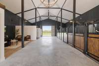Outfitted by Saratoga Stalls, this 4-to-5 stall barn is equipped with infrared heaters and spray foam insulation for maximum comfort and energy efficiency year-round.