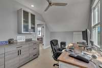 Private office upstairs just off the 1st bonus room.  Custom builtins