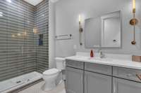 Full bath on main level, steps away from the 2nd bedroom
