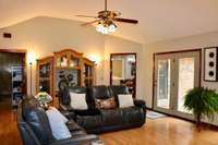 Beautiful, open and spacious Gathering room with new double French doors to the deck.  Plenty of room for entertaining