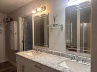 Primary Bath with Double Sink Vanity, 2 Custom Walk-In Closets, Separate Shower and Custom Jetted Tub