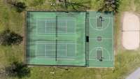 Community tennis and basketball courts