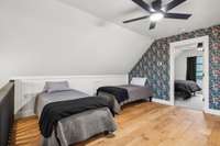 Third upstairs bedroom with two tandem rooms, private entrance and bath. Perfect for guest quarters.