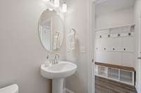 Convenient 1/2 Bath Between Living Room and Garage