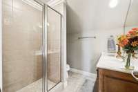 One bedroom has it's own full bathroom.