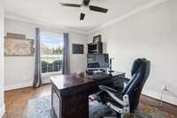 You have a window view in this spacious office making it more enjoyable while you work.