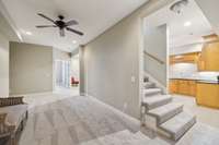 New Carpet in In-Law area (Basement) and on stairs.  The electrical outlet you see on the stairs connects to the stairlift which can remain at no extra cost to buyer if requested.