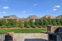 The backyard offers a peaceful escape with lush grass, tall privacy hedges, and an open view of the neighborhood. It’s the perfect blend of privacy and community charm.
