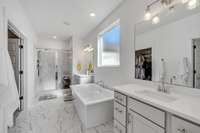 Owner's bath with great tile work and a large walk-in closet attached.