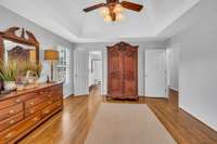 Still the primary bedroom.  The armoire is very tall but still fits perfectly in the space.  This room can handle oversized furniture easily.