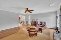 Another view of the living room.  This is a nice large space, and you will notice that the seller did not hang any thing on the walls.  So this is a blank slate, just waiting for you to add your own touches.