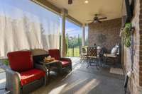 Covered patio with shades