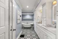Primary bath, double vanities, closet space, updated tub, shower & more...