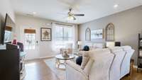 Cozy den with room for large furniture/sectional sofas.