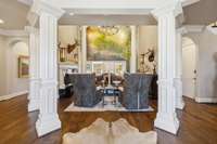 Foyer opens to formal dining to left and office to the right. Stairs at your 2 o'clock