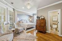 upstairs guest bedroom with private bath and large closet