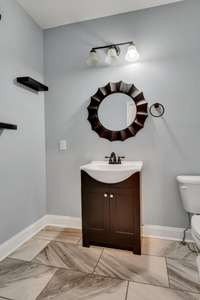 Half bath is conveniently located.
