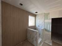 walking shower with stand alone tub