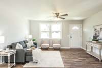 The living room is very spacious.