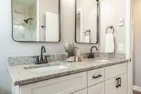 The double vanity allows for extra storage as well.